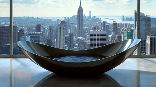 Elegant Bathtub with Urban Panorama