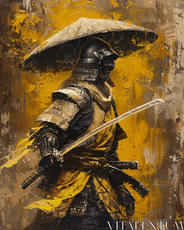 AI ART Armored Samurai with Katana Painting