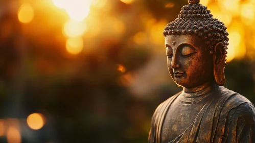 Peaceful Buddha in Golden Light