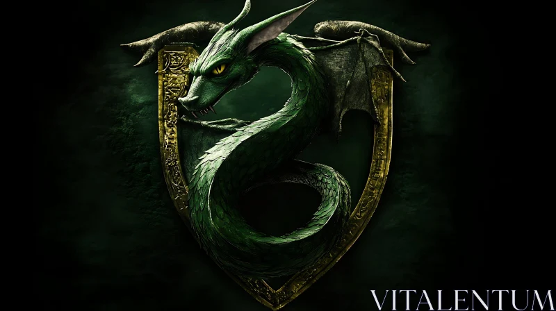 Serpentine Dragon Crest Art AI Image