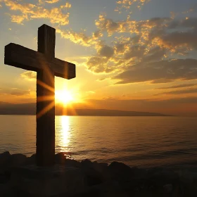 Cross Silhouette at Sunset