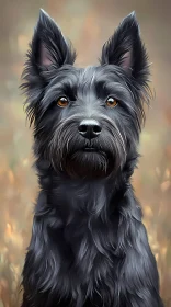Portrait of Black Dog with Upright Ears
