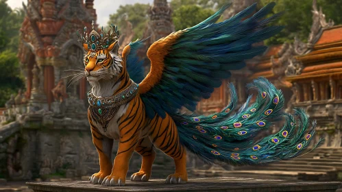 Crowned Tiger with Peacock Wings