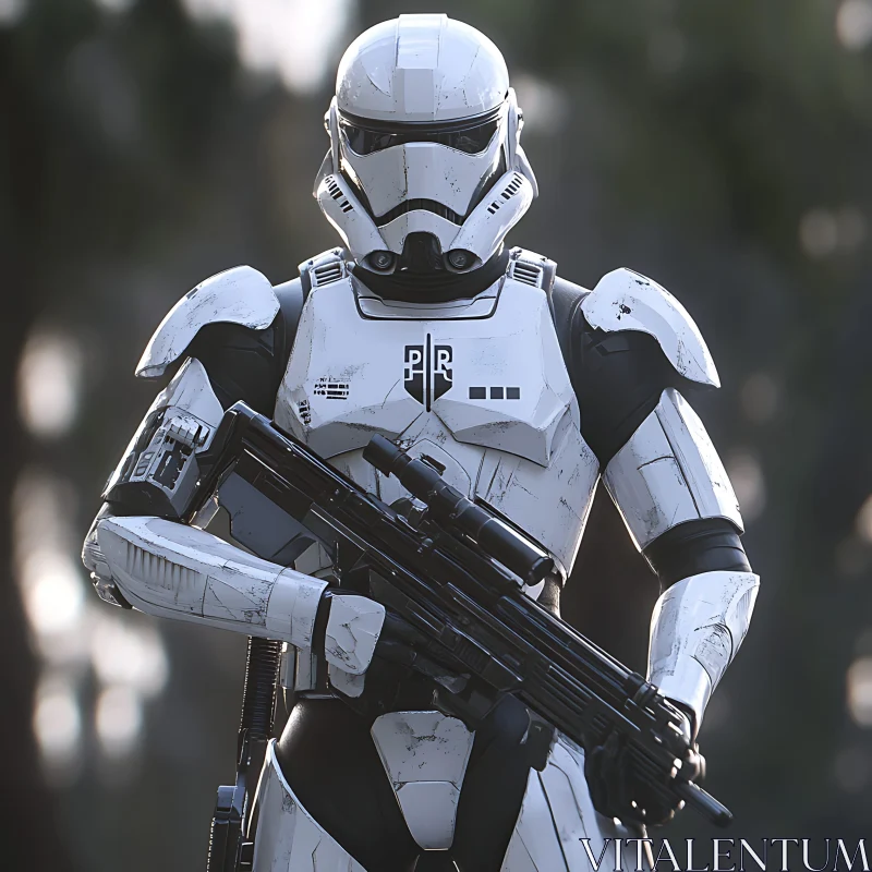 Sci-fi Soldier with Blaster Rifle AI Image