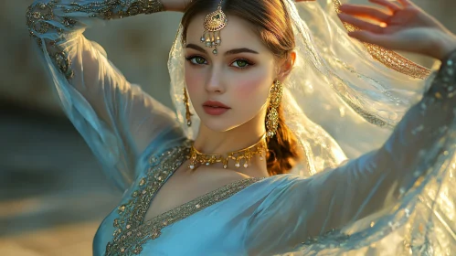 Portrait of Woman with Gold Jewelry
