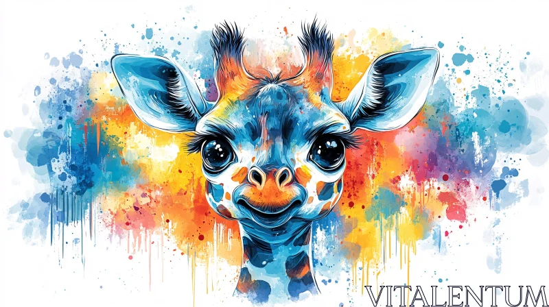 Vivid Giraffe Art AI Image