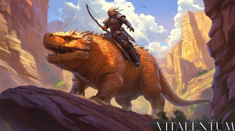 AI ART Fantasy Warrior and Dinosaur Mount