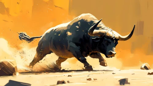 Powerful Bull in Motion