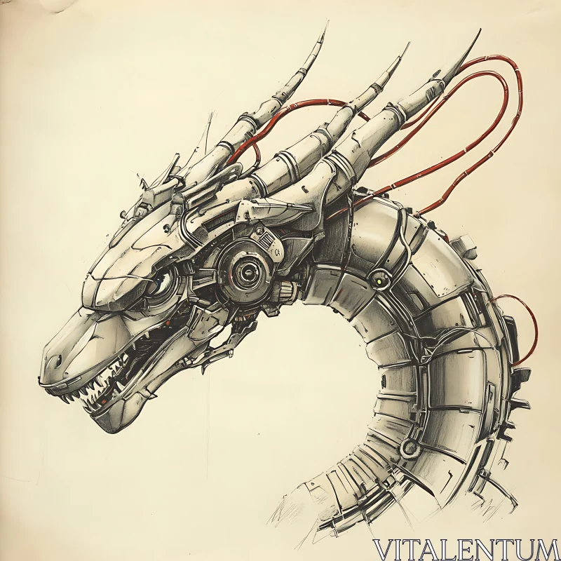 AI ART Cybernetic Dragon: A Fusion of Steel and Scale