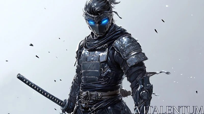 AI ART Futuristic Ninja Cyborg with Katana