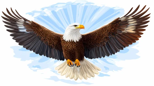 Powerful Eagle with Wings Outstretched