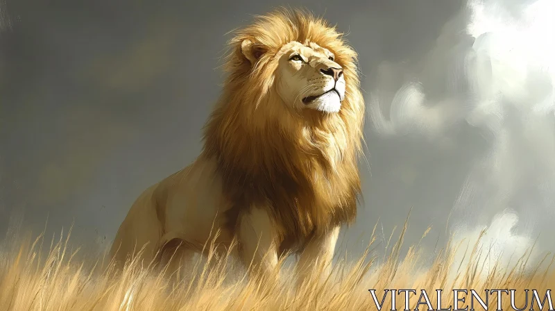 AI ART Regal Lion in Savanna