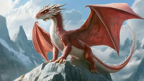 Red Dragon on Mountain Top