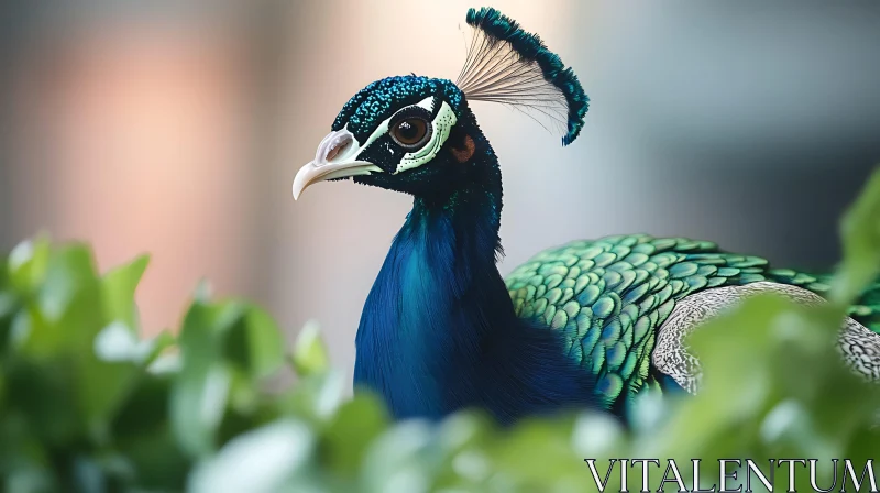 Peacock's Majestic Plumage Close-Up AI Image