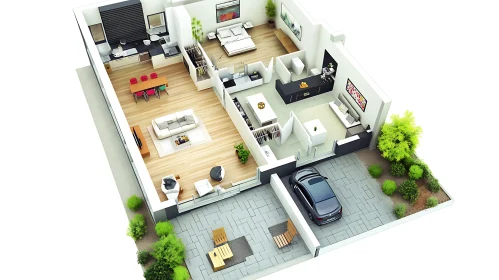 Detailed Architectural House Layout Illustration