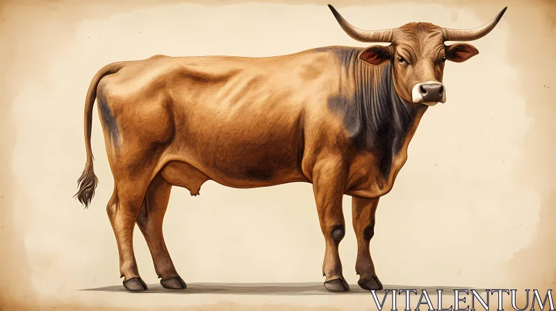 Majestic Bull Illustration AI Image