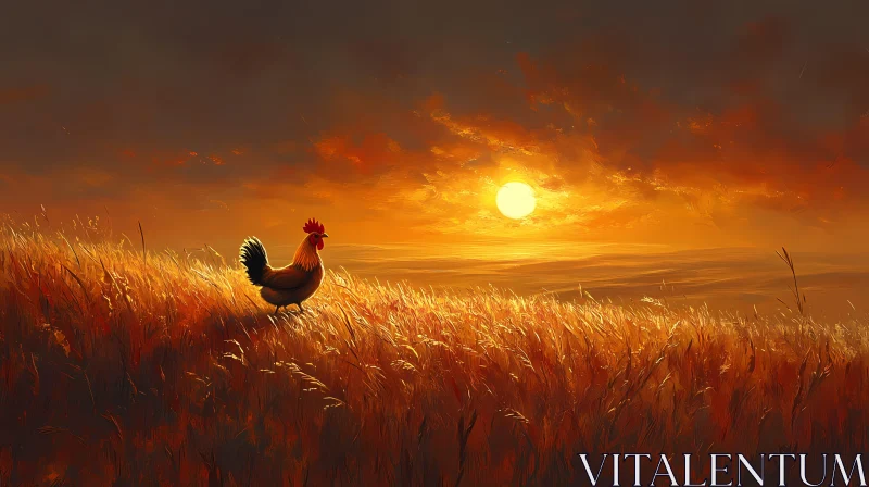 Golden Hour Rooster AI Image