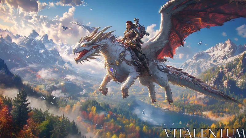 AI ART Dragon Rider's Aerial Journey