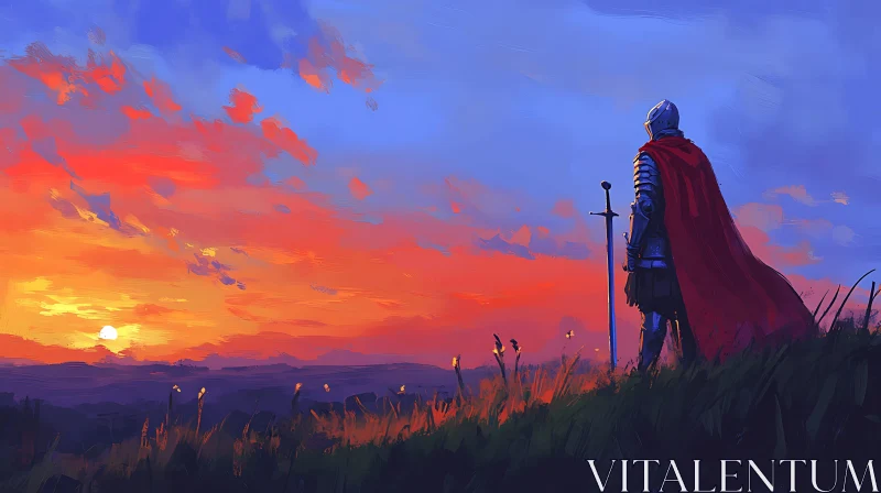 AI ART Warrior's Sunset Gaze