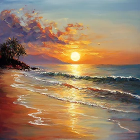 Tropical Beach Sunset Painting