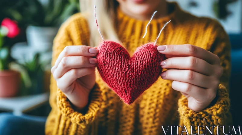 Handmade Knitted Heart of Passion AI Image