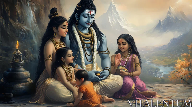 AI ART Hindu Deity with Family