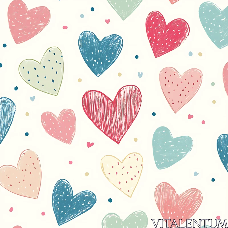 AI ART Colorful Hearts Seamless Pattern