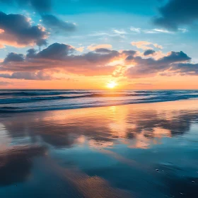 Golden Sunset at the Sea Shore