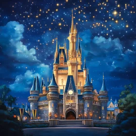 Fantasy Castle Illuminated by Starlight