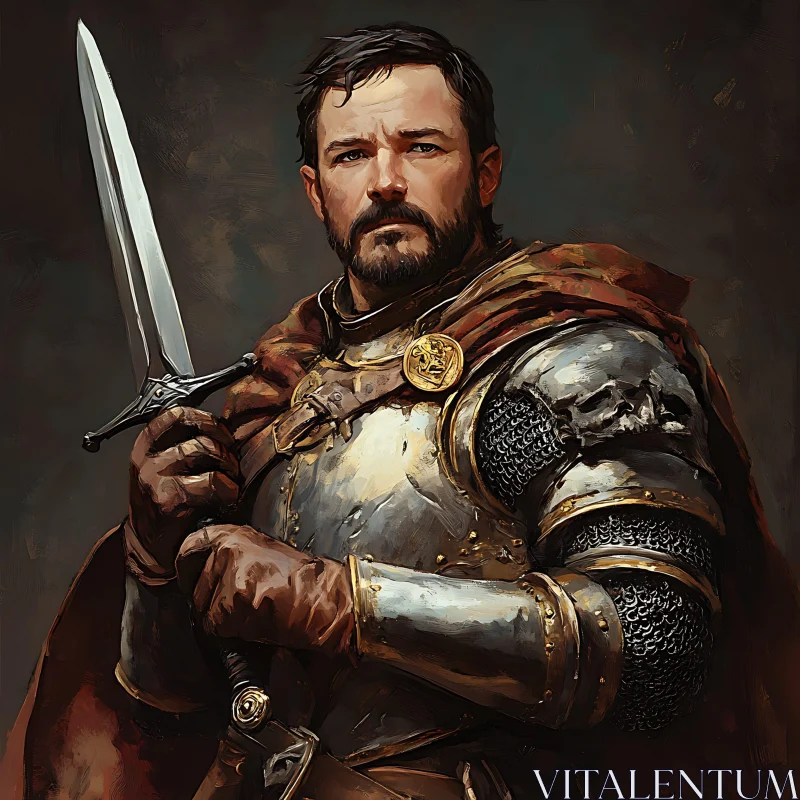 AI ART Man in Armor Holding Sword Portrait