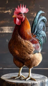 Vibrant Rooster in Farm Setting AI Image