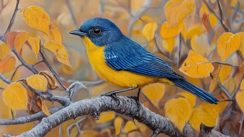 Vibrant Bird Amidst Autumn Foliage