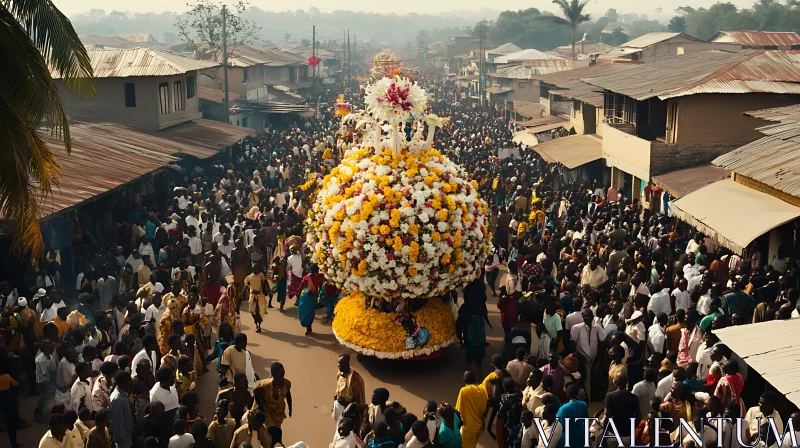 Community Celebration with Floral Arrangement AI Image