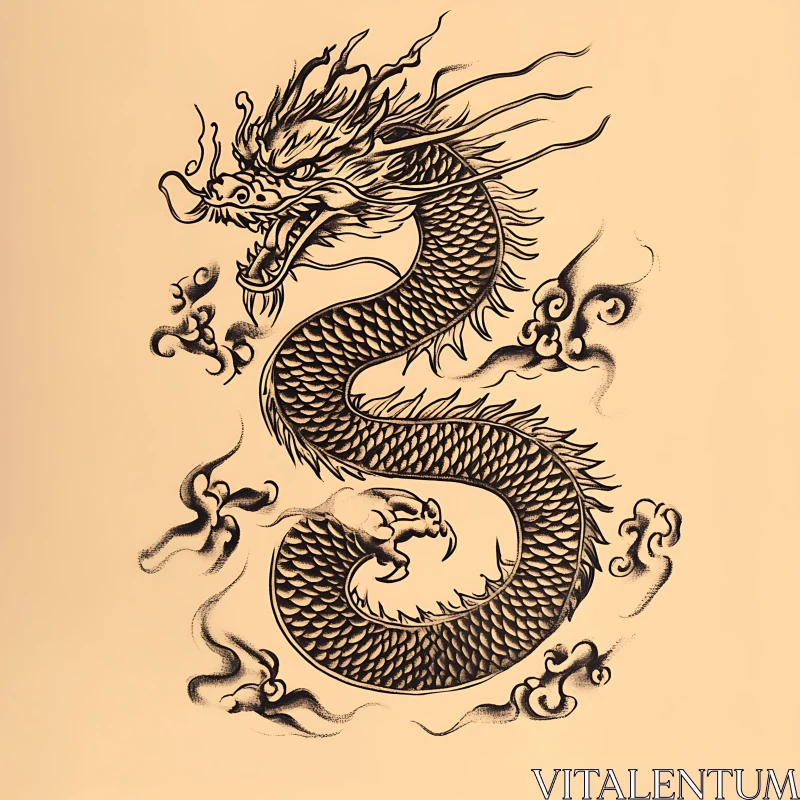 AI ART Ink Dragon Illustration