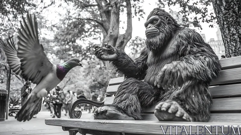 Ape and Bird Encounter AI Image