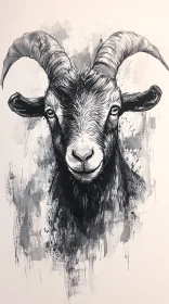 Artistic Goat Portrait Illustration