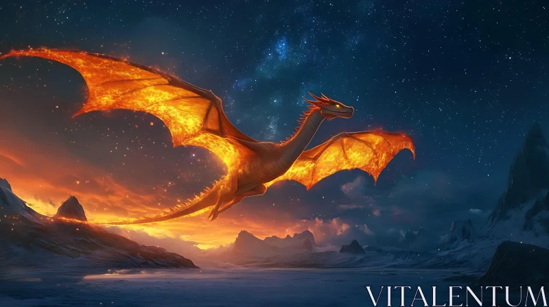 AI ART Ethereal Dragon in Starry Night