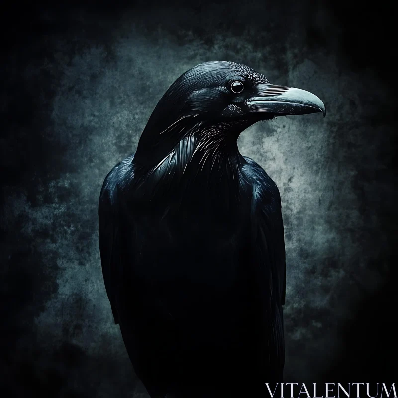 Dark Raven in Shadowy Ambiance AI Image