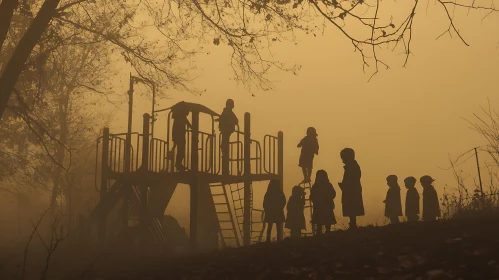 Foggy Playground Silhouettes