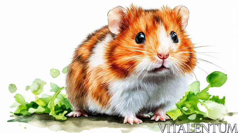 Adorable Hamster in Watercolor Art AI Image