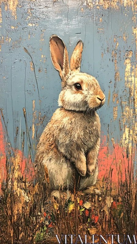 Artistic Rabbit in Natural Setting AI Image