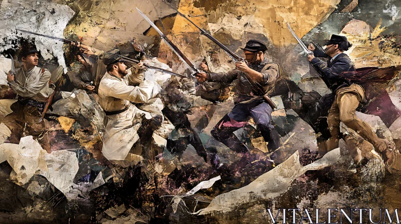 Historical Civil War Soldiers in Battle Art AI Image