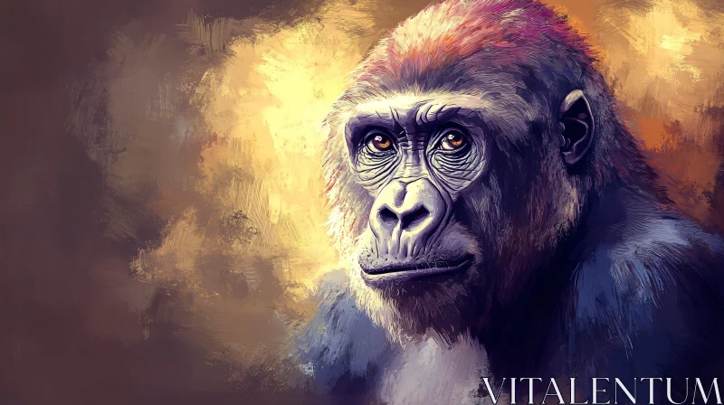 Gorilla Painting with Warm Tones AI Image