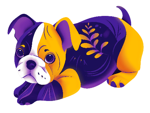 POD Design Charming Boston Terrier Puppy Cartoon Illustration