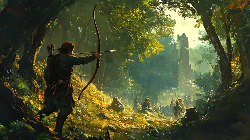 Forest Archer with Distant Castle