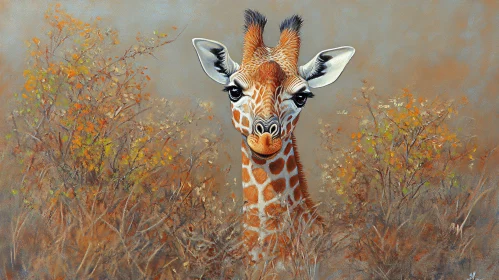 Expressive Giraffe in Autumnal Savannah