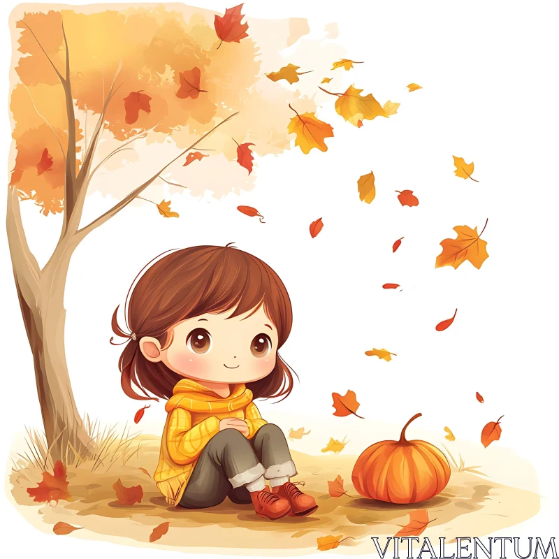 Child's Autumn Daydream AI Image