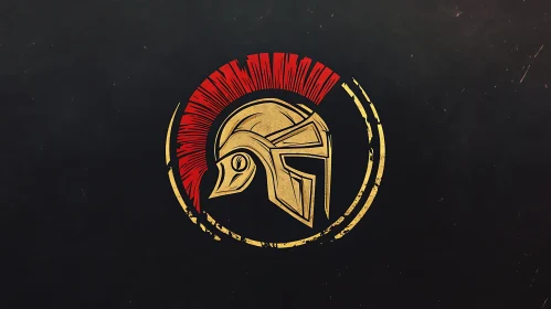 Gold and Red Spartan Helmet Logo