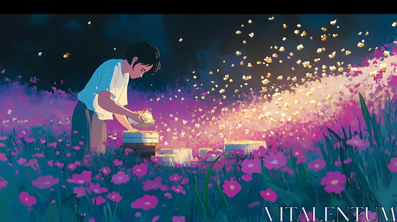 AI ART Glowing Flowers Anime