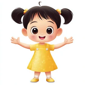 Cute Cartoon Girl with Open Arms